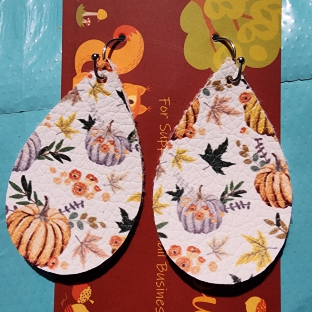 Fall Pumpkins Teardrop Earrings